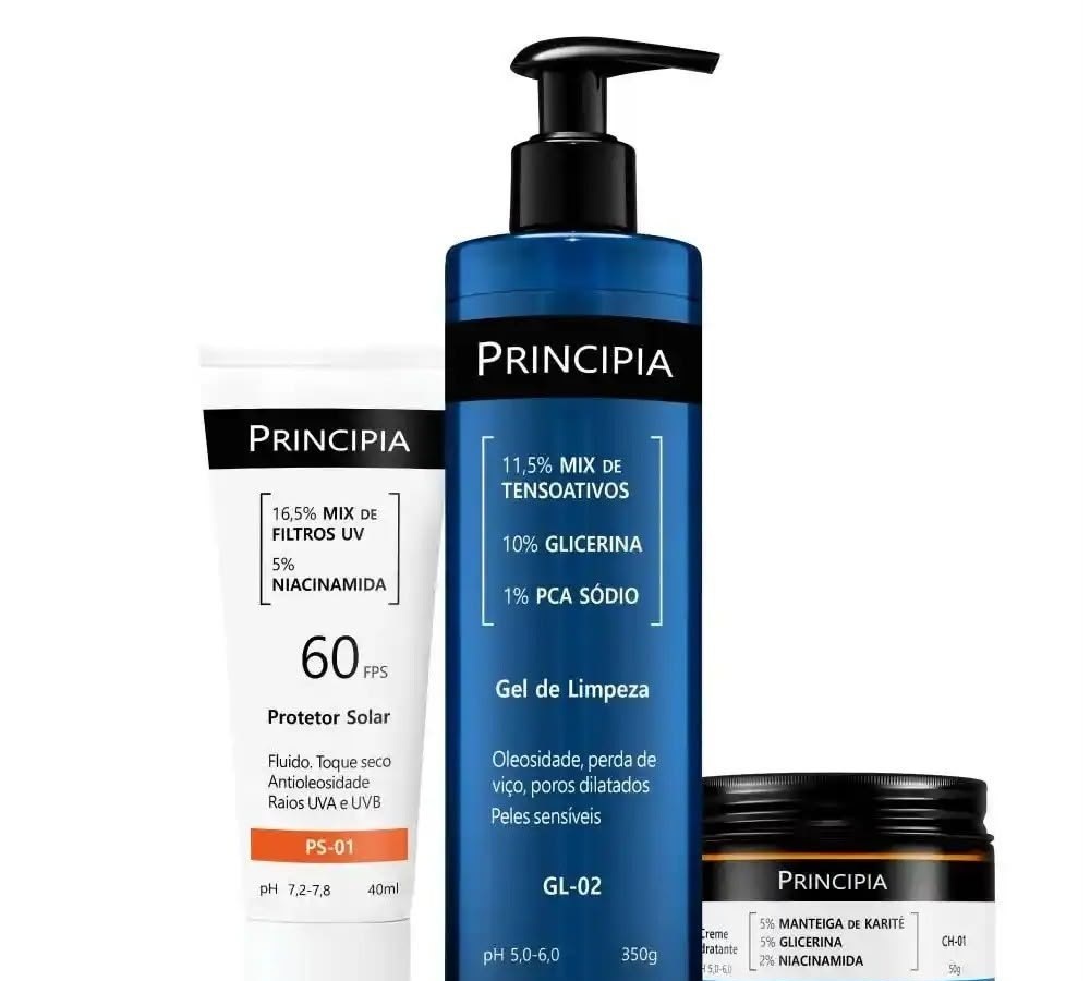 Kit Principia para Rotina de Skincare Pele Sensível com Protetor Solar FPS 60