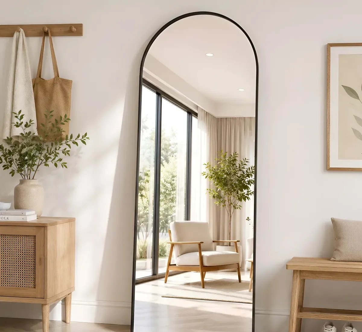 Espelho De Chão Corpo Inteiro Arco 16560cm Com Suporte U