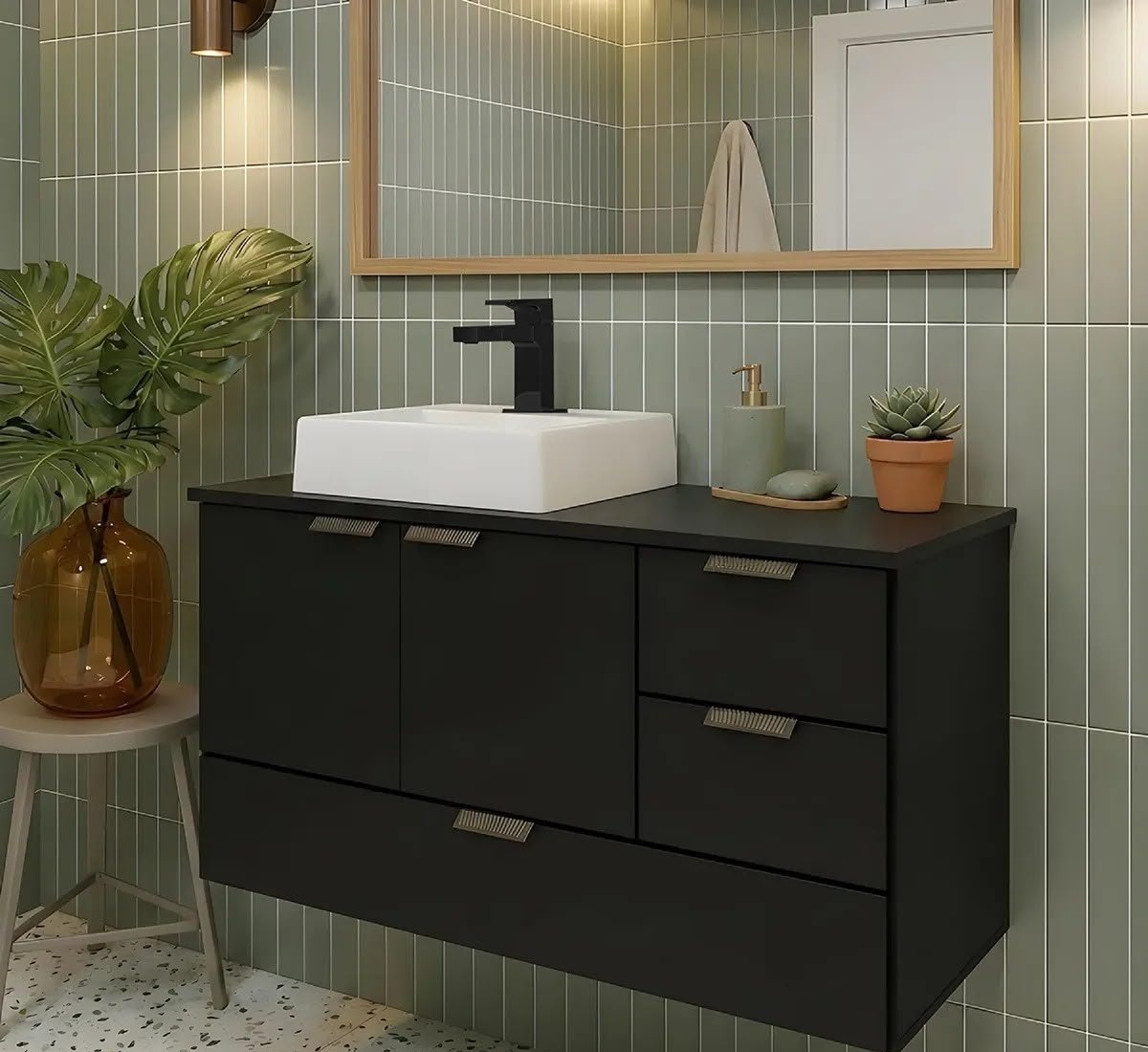 Armário Para Banheiro Lavabo Suspenso Organizador Com Cuba
