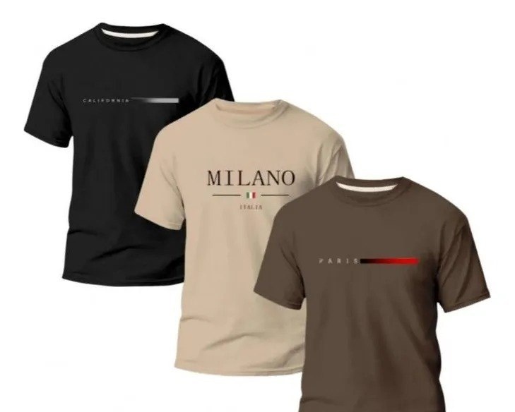 Kit 3 Camiseta Paris Milano Basica