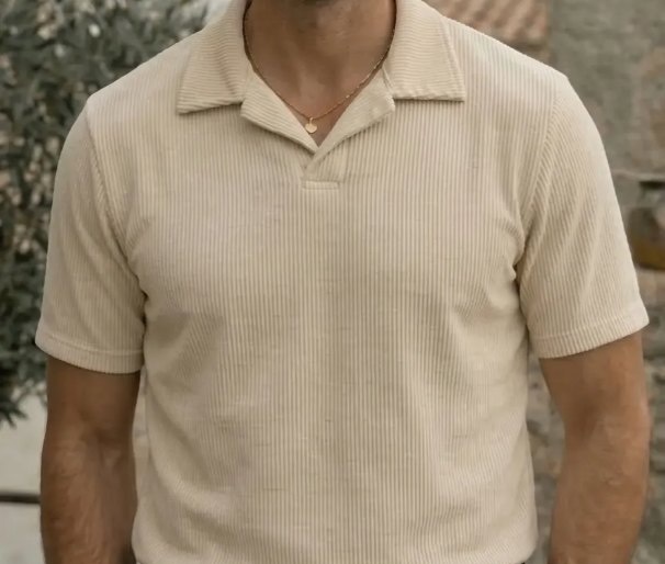 Camisa Camiseta Polo Texturizada Sem Botão