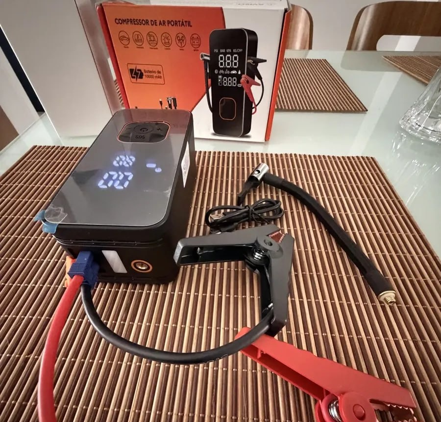 Auxiliar de Partida Com Compressor de Ar Portátil