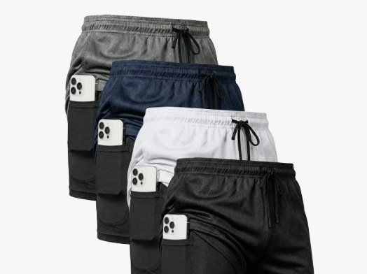 Kit 4 Shorts 2 Em 1 Duplo Dryfit