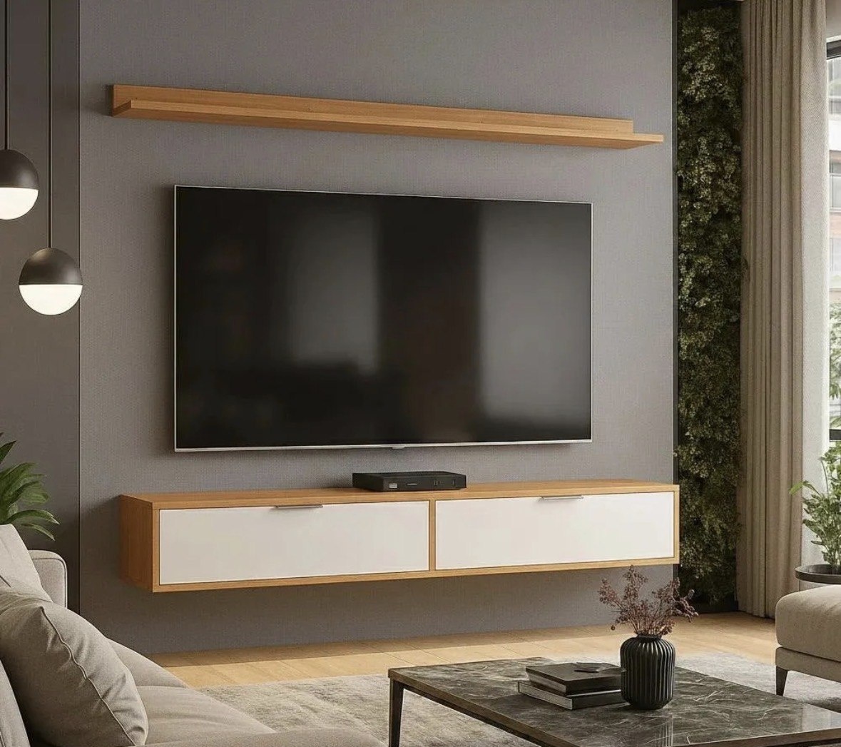 Rack Tv 75 Pol. Suspenso 180cms Lila Brancocinamomo Z49