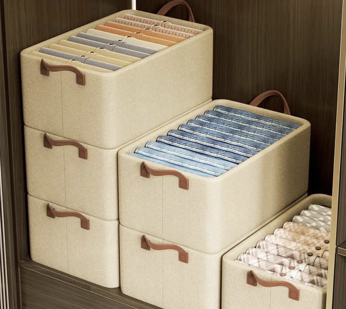 Kit4 Cestos Caixas Dobravel Organizadoras De Guarda Roupas