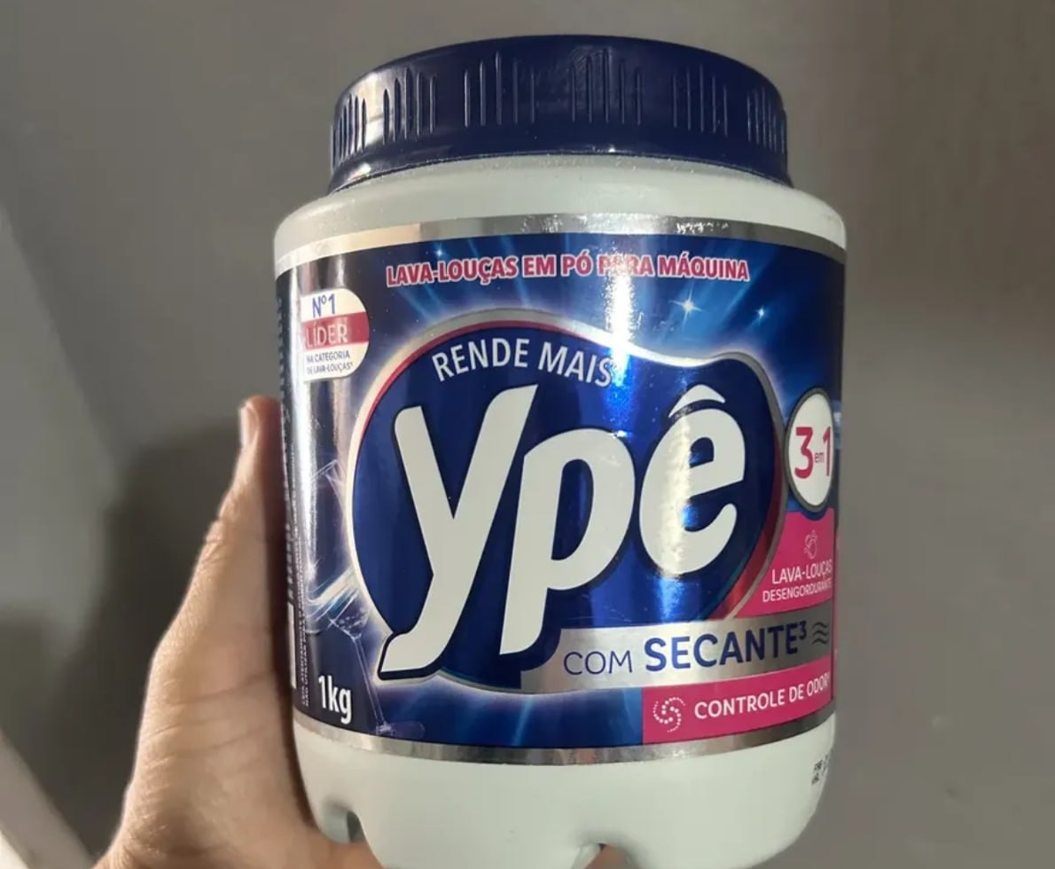Detergente Lava Louças em Pó para Máquina Ypê 1Kg 3em1