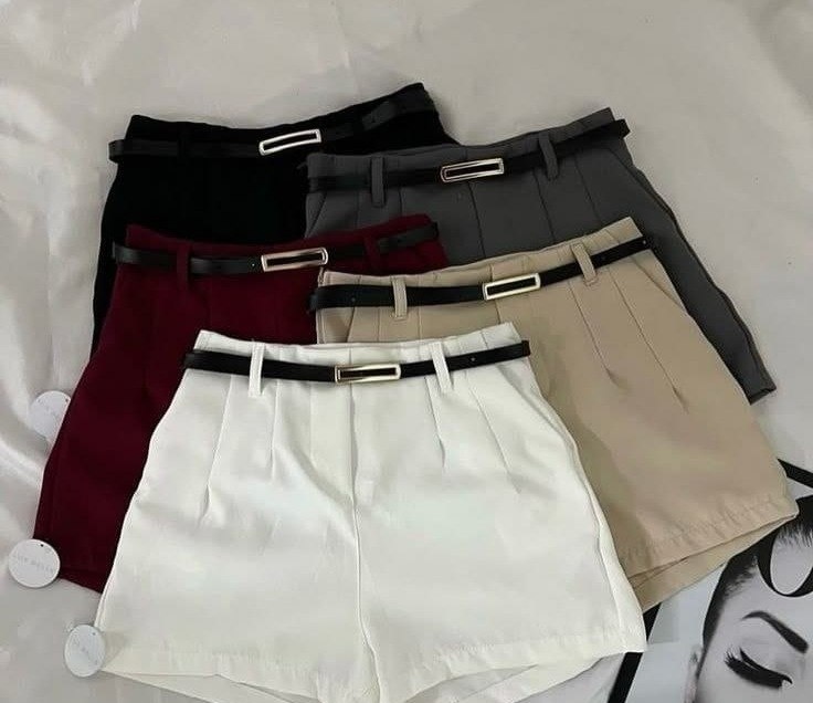 Short Feminino Social Cinto Alfaiataria 11 cores