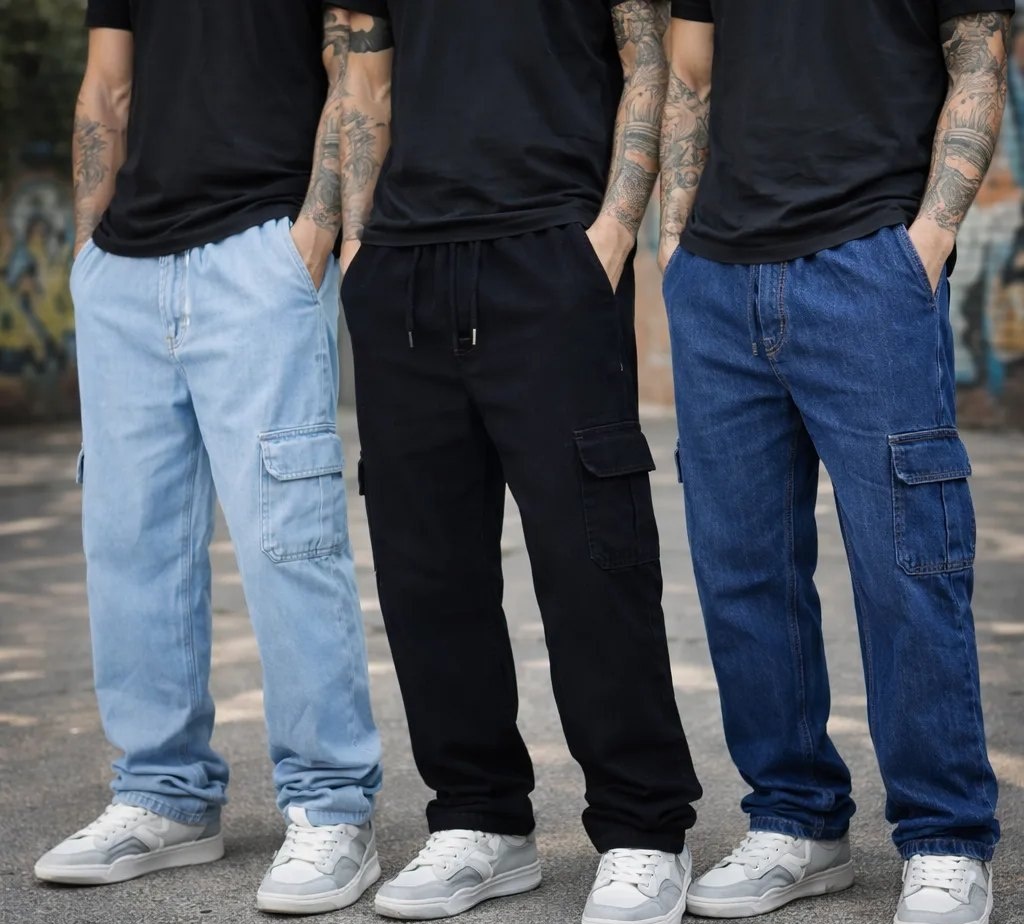 Kit 3 Calça Cargo Masculina 6 Bolso Skate Premium Streetwear