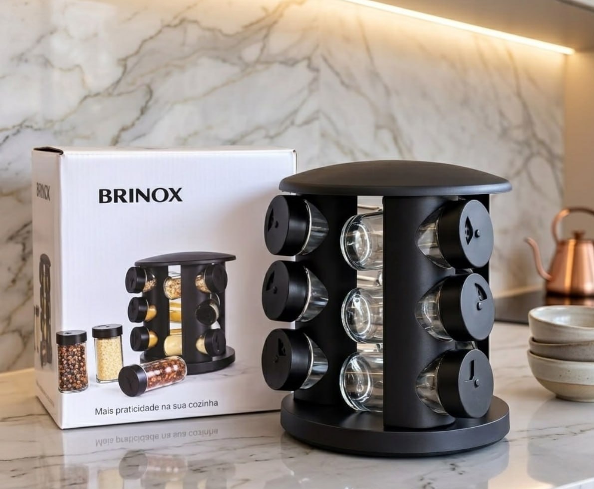 Porta Tempero de Vidro 10 Peças Brinox