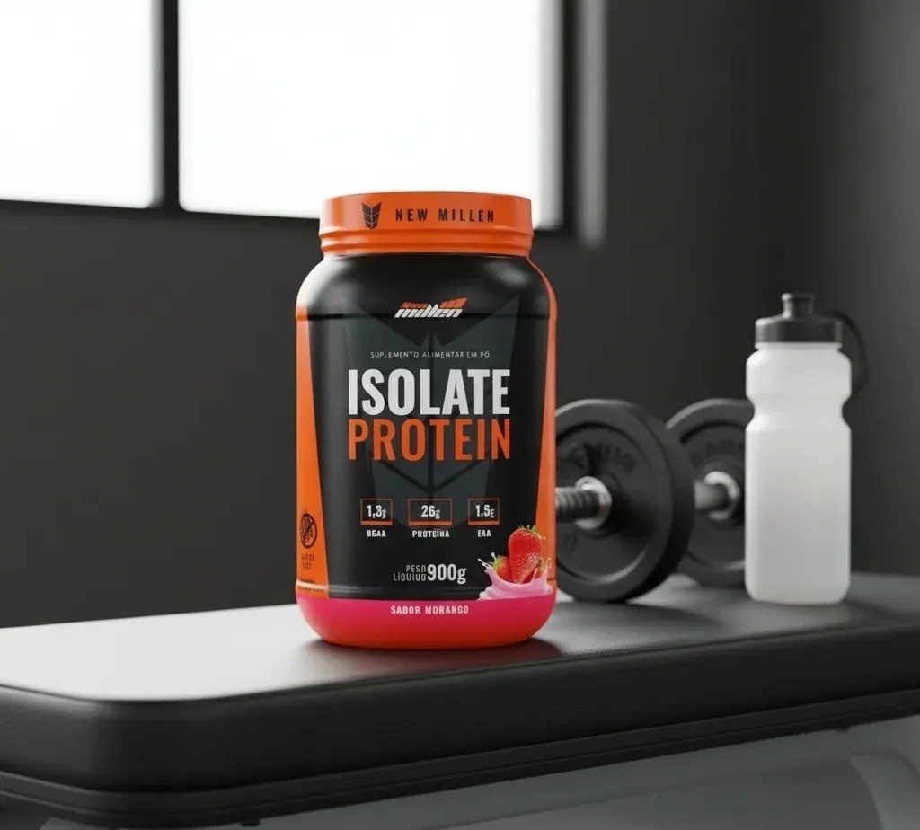 Whey Protein Isolate 900g New Millen Sabor Morango - vários sabores