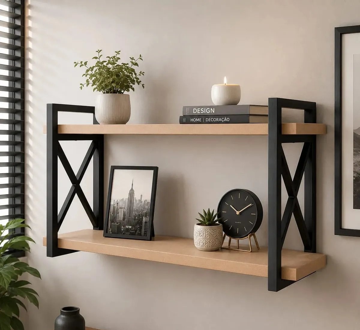 Prateleira De Parede Estilo Industrial Moderna Rústica 80cm