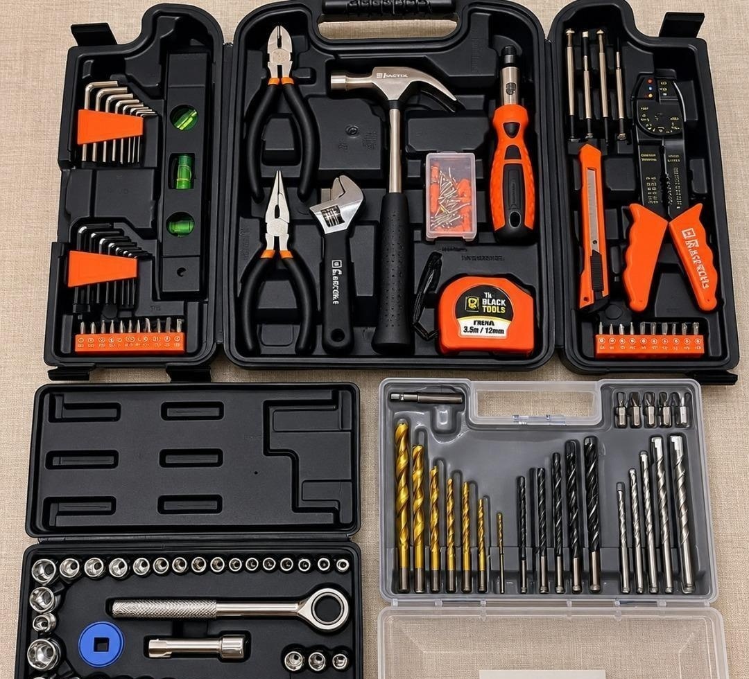 Kit Jogo de Ferramentas 129 Peças  Jogo de 40 Soquetes  Kit 300 Peças BrocasBuchas