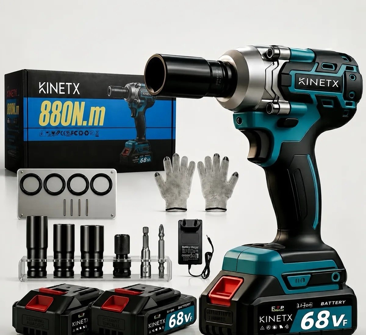 Chave De Impacto Kinetx 68vf Brushless 880nm 2 Baterias Kit
