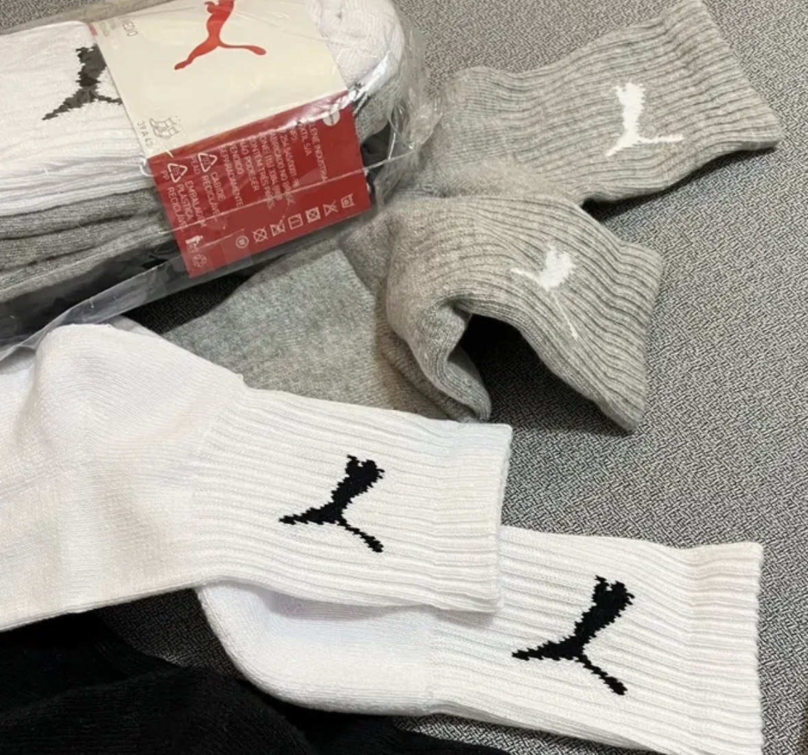 Kit 6 Pares Meias Puma Algodão Cano Médio Alto Atoalhado