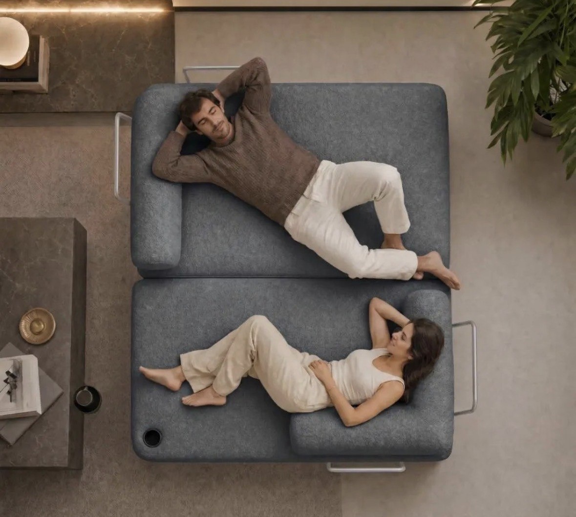 Sofá Cama Orbe. 1,90m Xpand Tech Tecido Boucle Cama Inbox