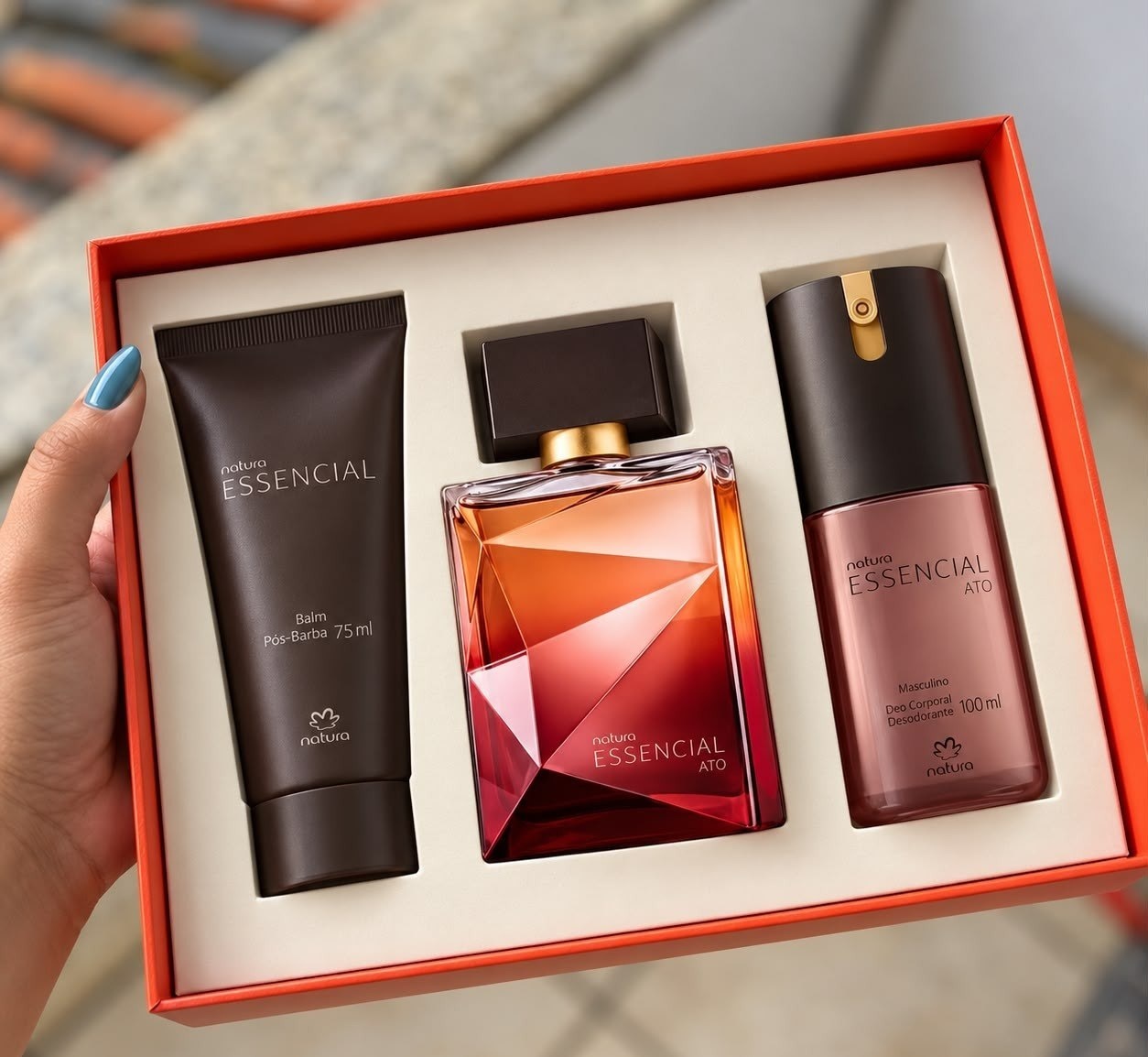 Kit Essencial Ato - Perfume 100ml  Desodorante Corporal 100ml  Balm Pós Barba 75ml
