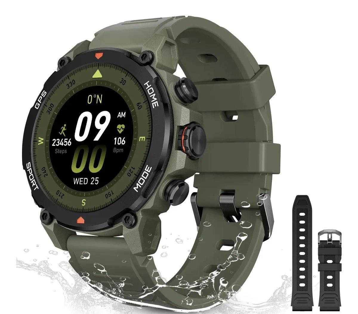 Relógio Smartwatch Aurafit G6 Com 5atm E Gps Verde Militar Verde Militar Sport Verde Militarpreto