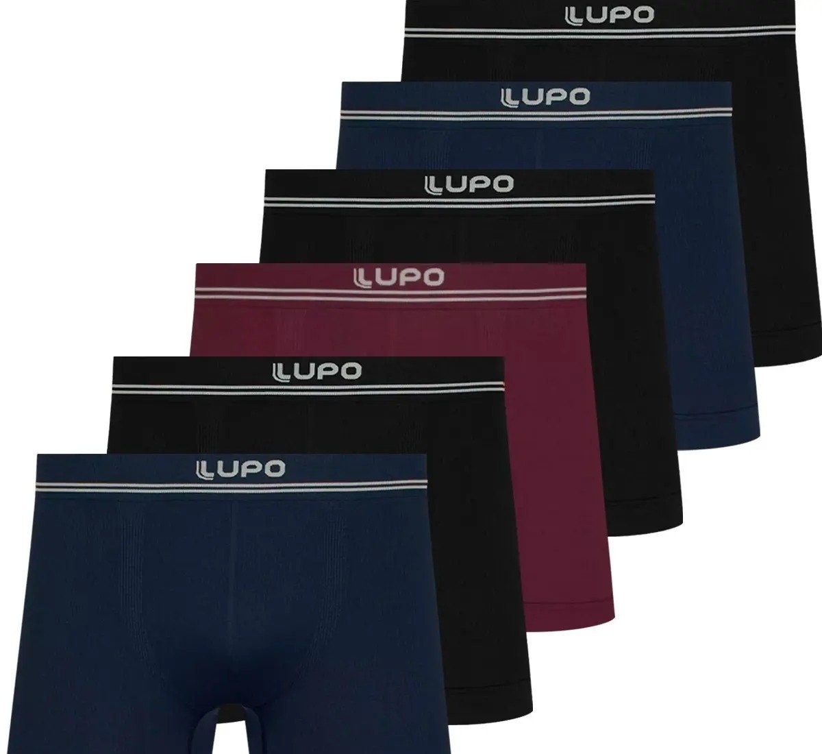 Kit 6 Cuecas Boxer Lupo Sem Costura Box Microfibra Original