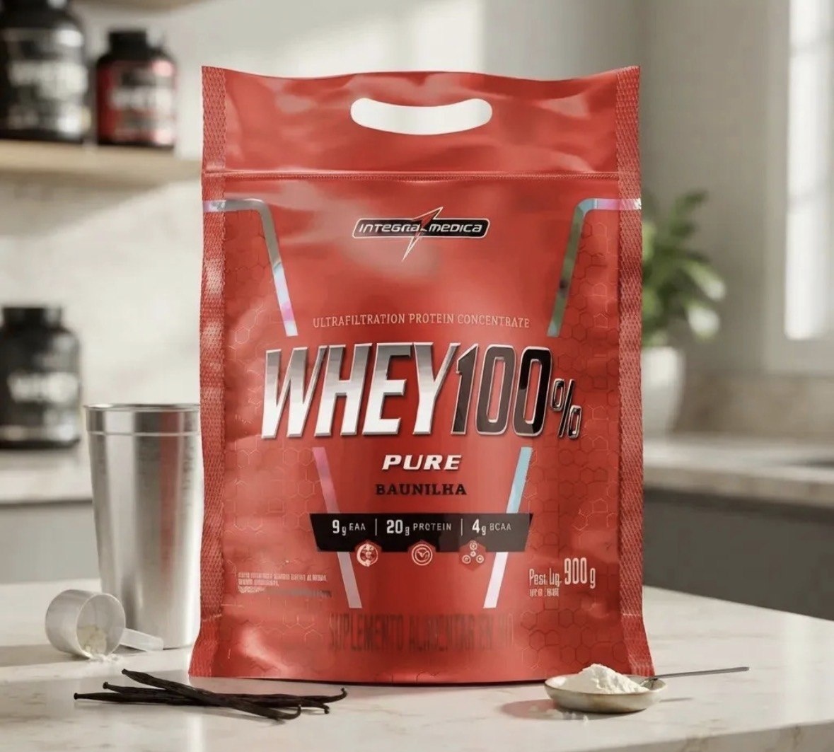 Proteína Integralmédica Whey 100 Pure em pó sabor Baunilha x 900g