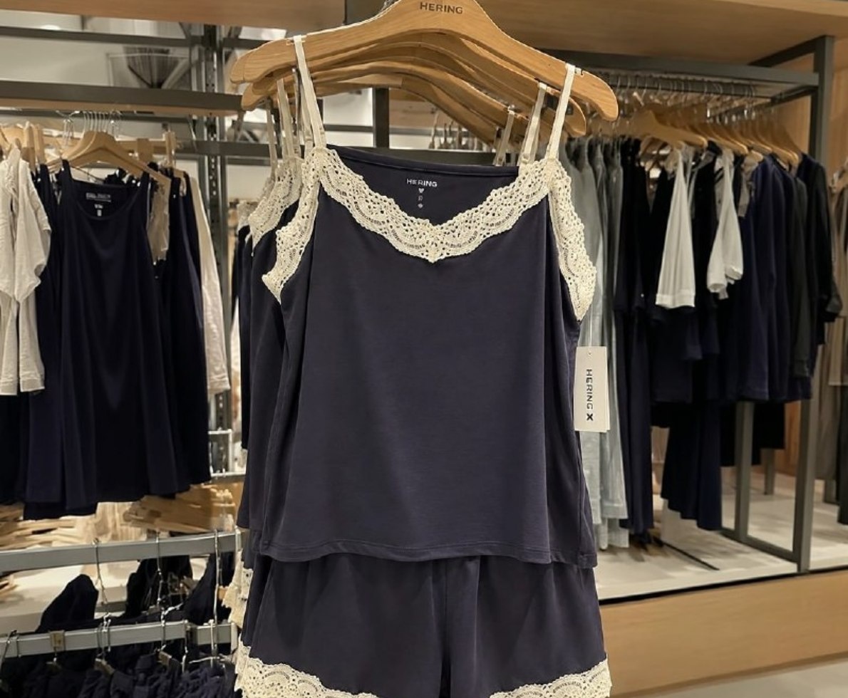 Pijama Curto Feminino Em Viscose Com Renda Hering