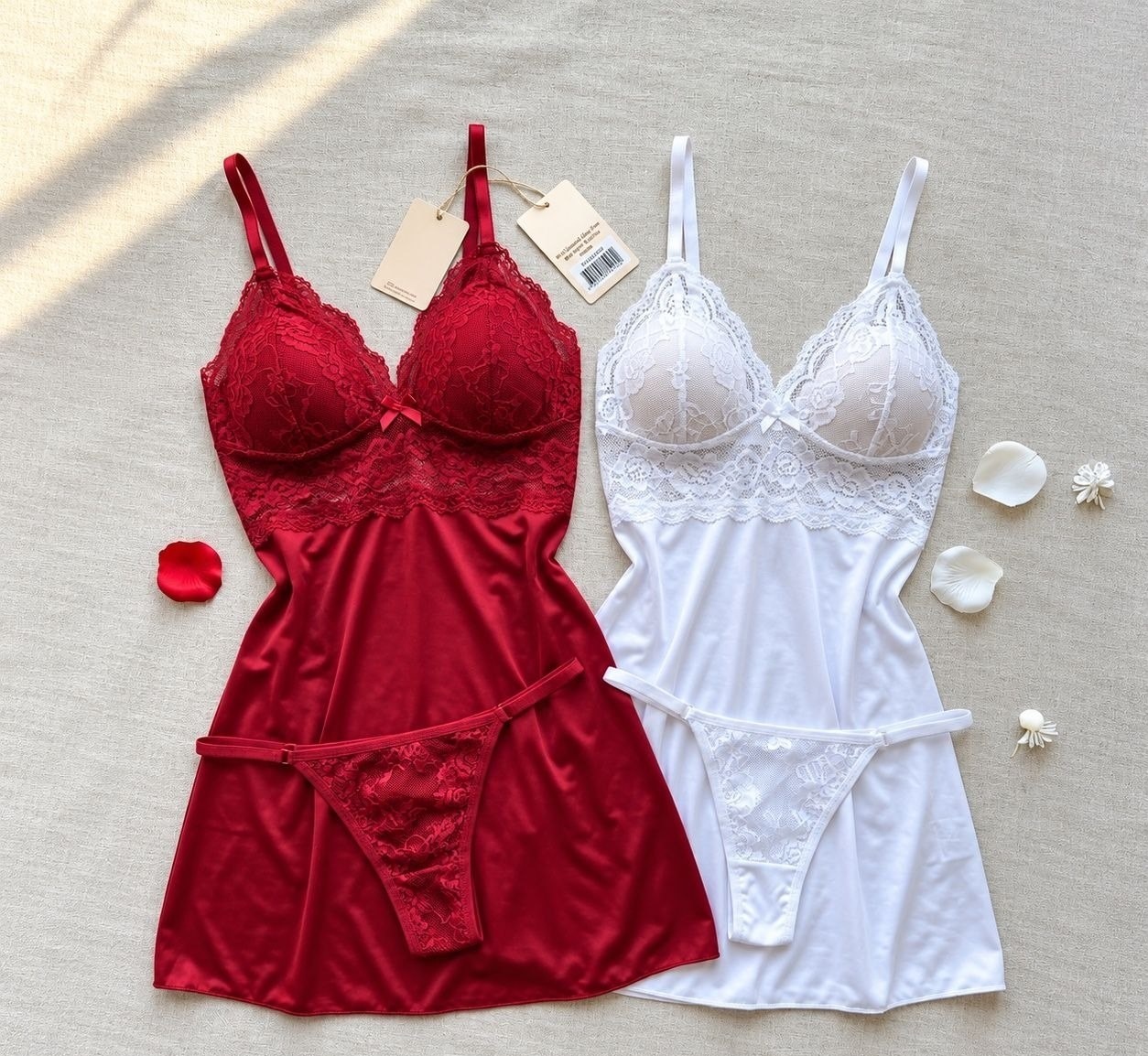 Kit 2 Camisola Sexy Sem Bojo com Calcinha Renda