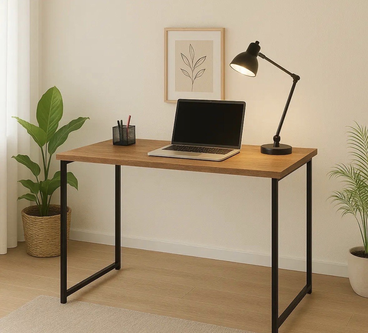 Escrivaninha Industrial 90cm Mesa Estudo Aparador Aço Mdf