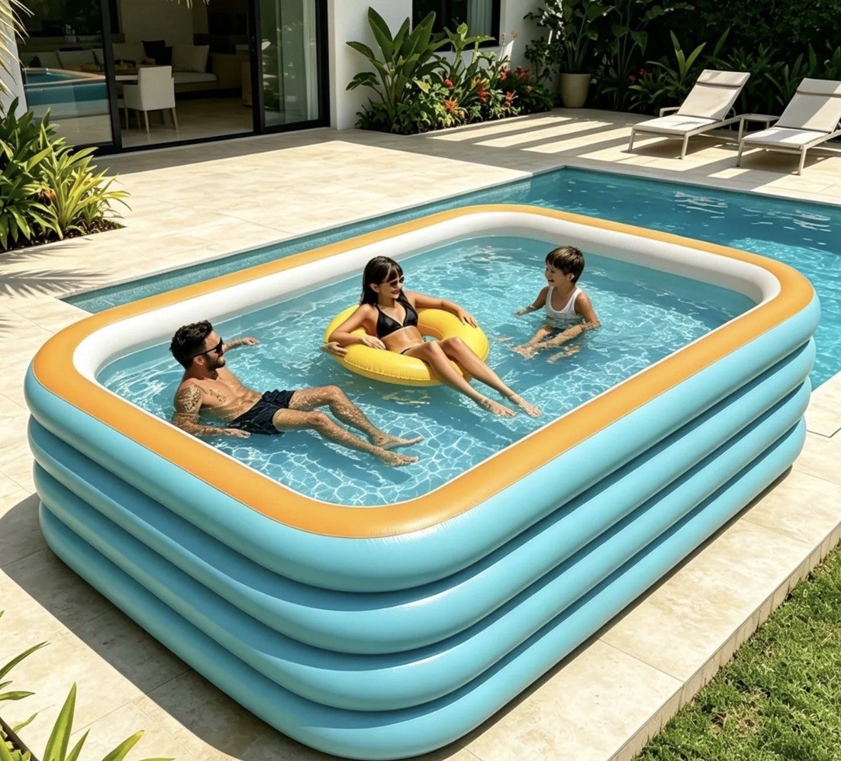 Piscina Inflável Retangular 3000l Resistente