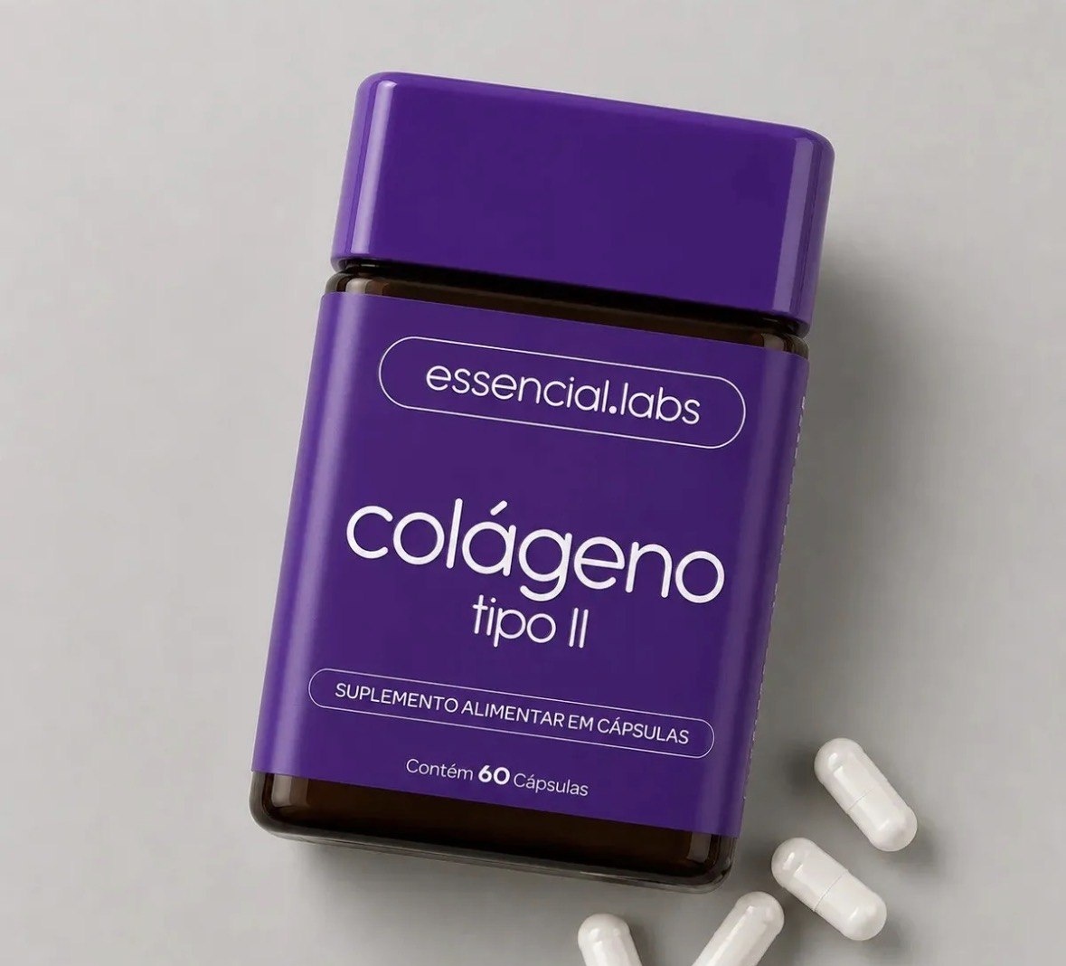 COLÁGENO TIPO 2 com 45mg - Fórmula Exclusiva com Máxima Concentração e Biodisponibilidade - 60 Cápsulas