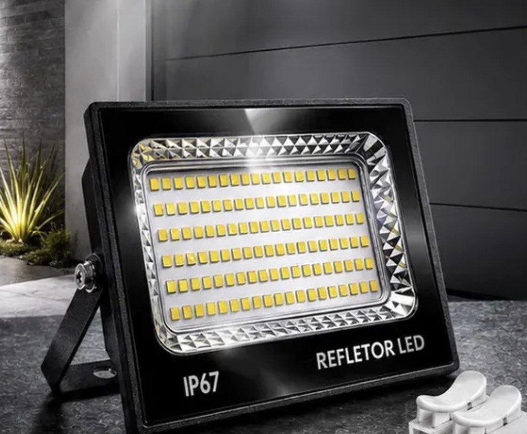 Kit 3 Refletores LED 500W UC68 Branco Frio 6500K IP67 Alumínio Externo