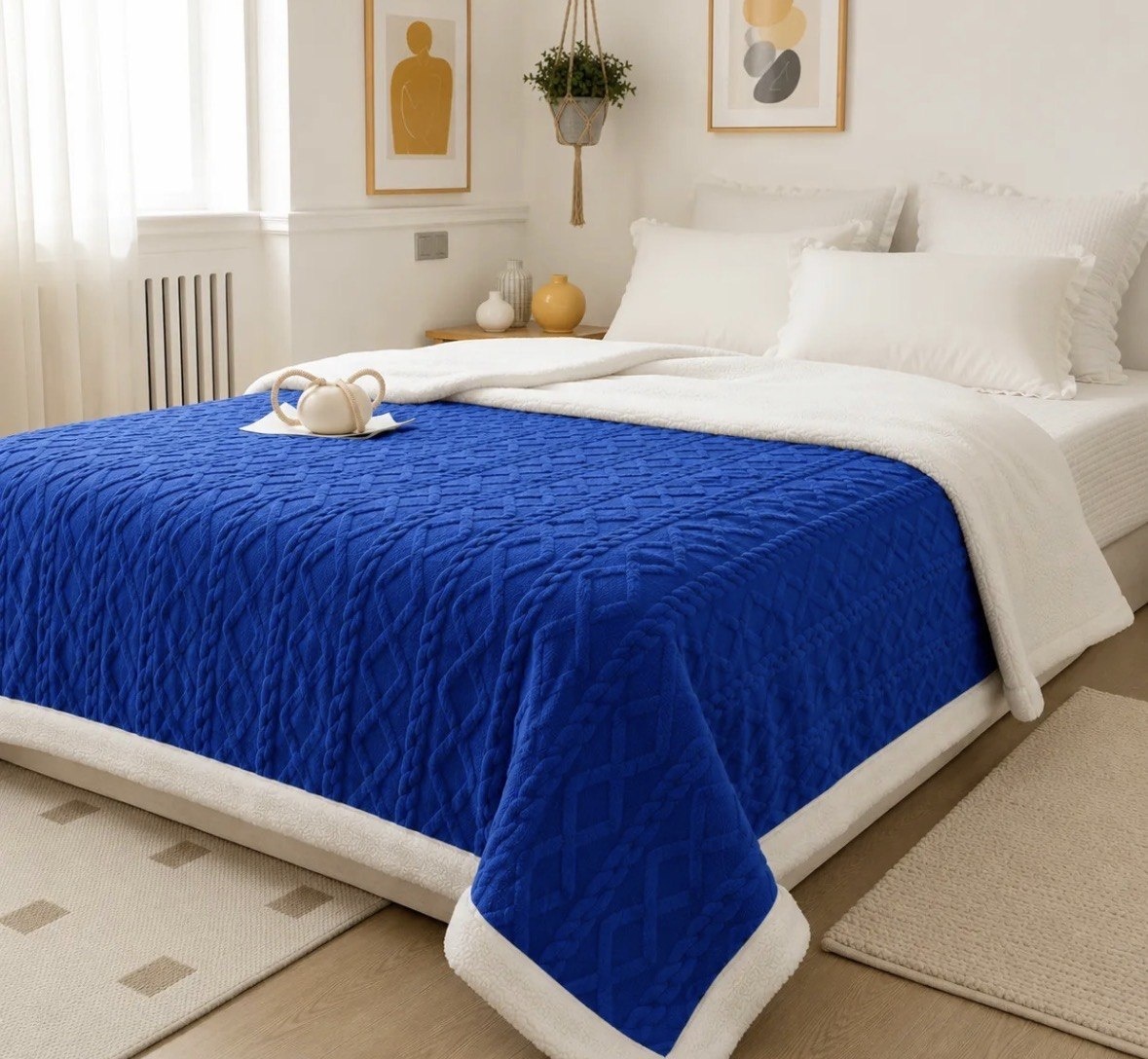 Cobertor Manta De Casal 2,00x1,80 Canelada Sherpa Cores