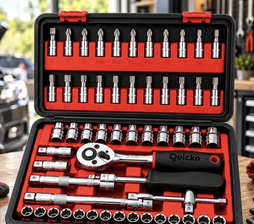 Kit Ferramentas 46 Peças Jogo Chaves Catraca Soquetes