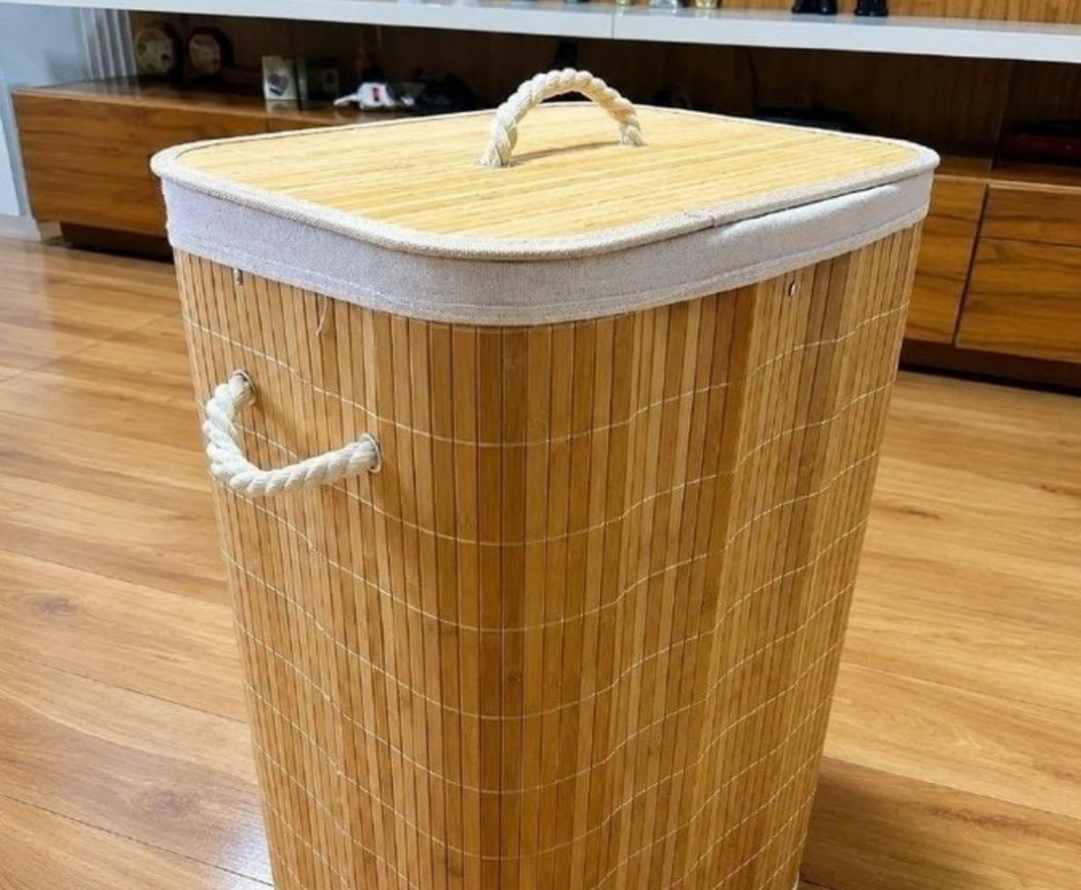 Cesto de Roupas de Bambu 60L