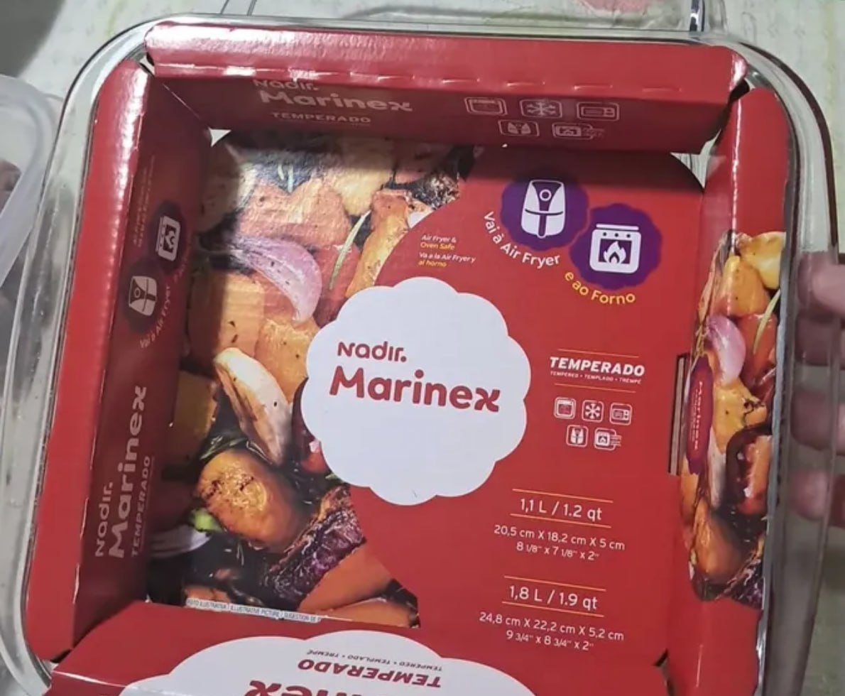 Assadeiras Quadradas Marinex 2 Peças Vidro Com Alça