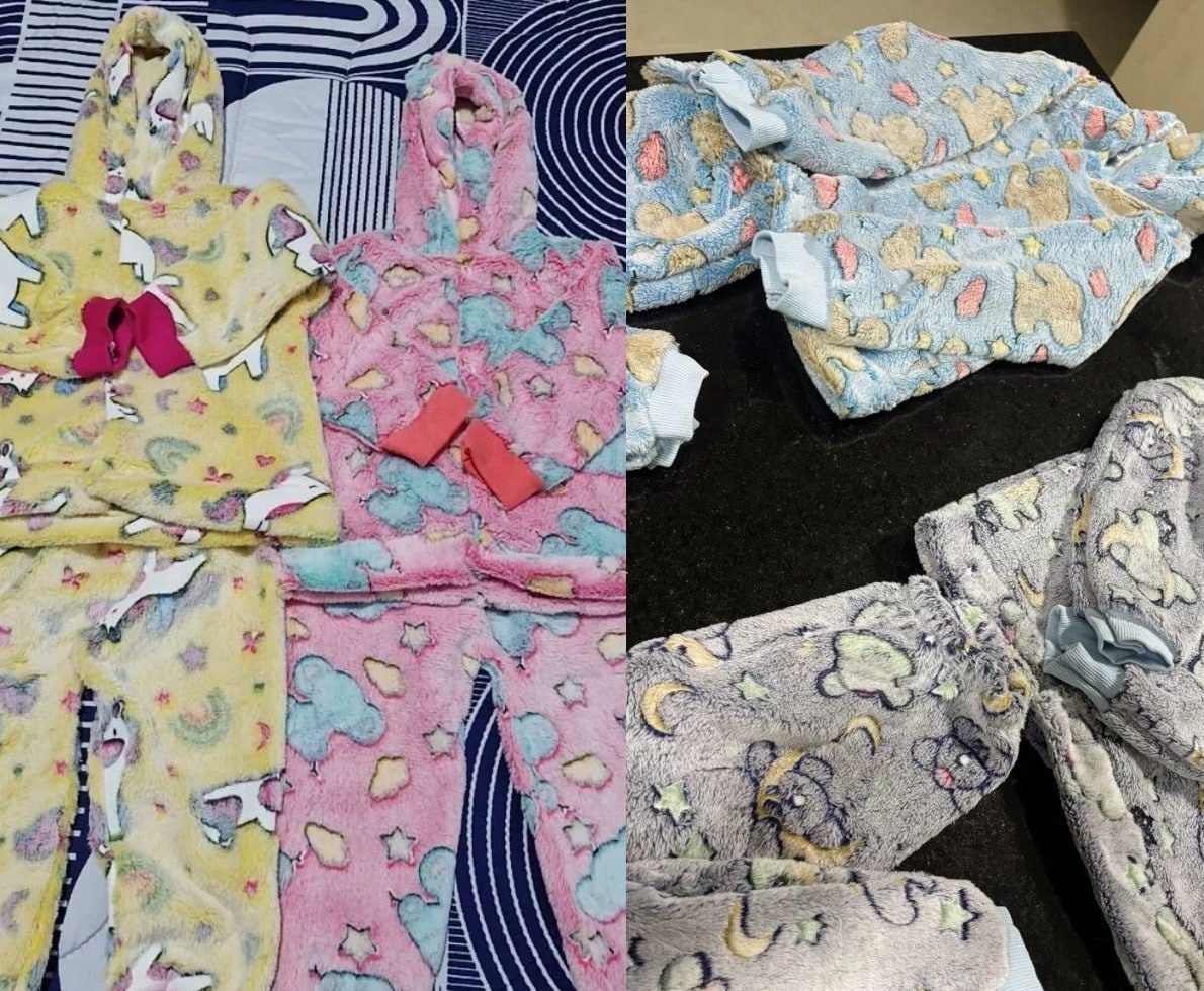 Kit 2 Conjunto Fleece Brilha No Escuro Infantil Inverno