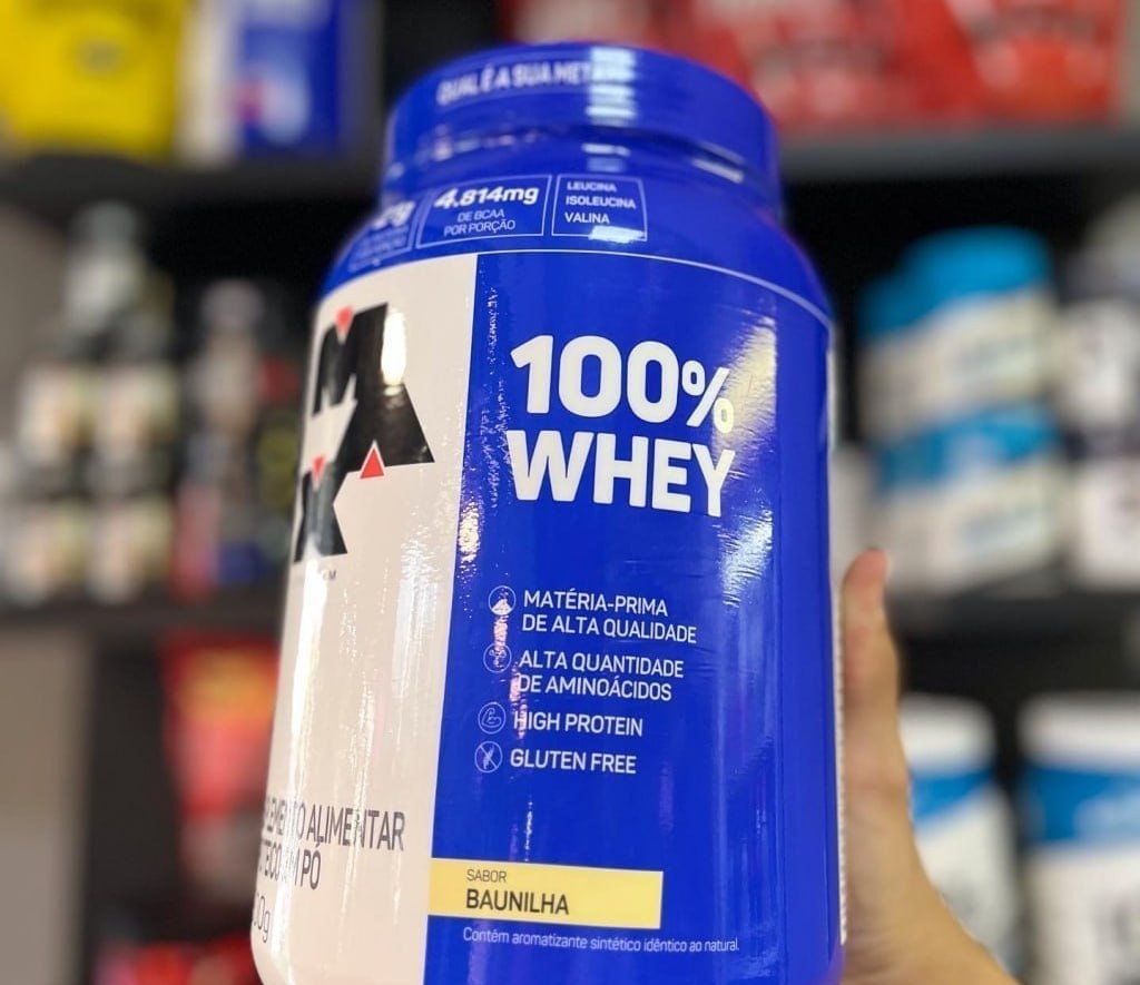100 Whey Pote Max Titanium 21g de Proteínas 900g Baunilha