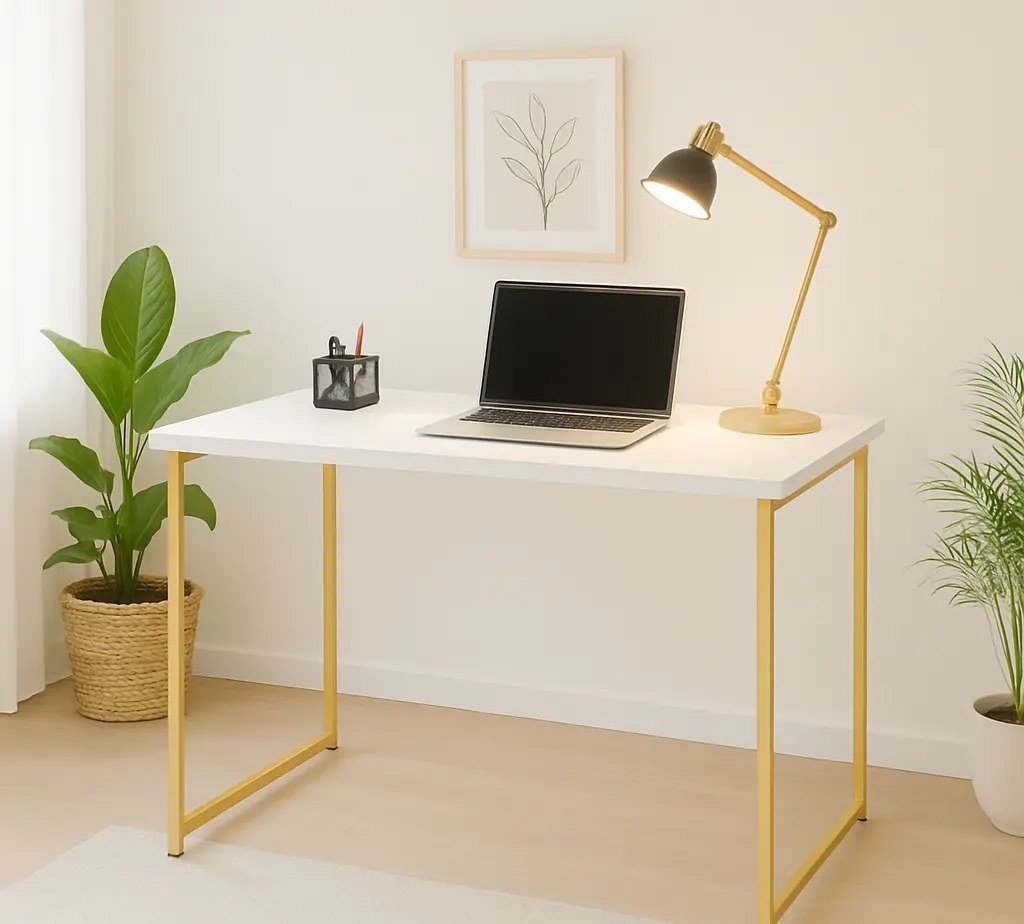 Escrivaninha Industrial 90cm Mesa Estudo Aparador Aço Mdf