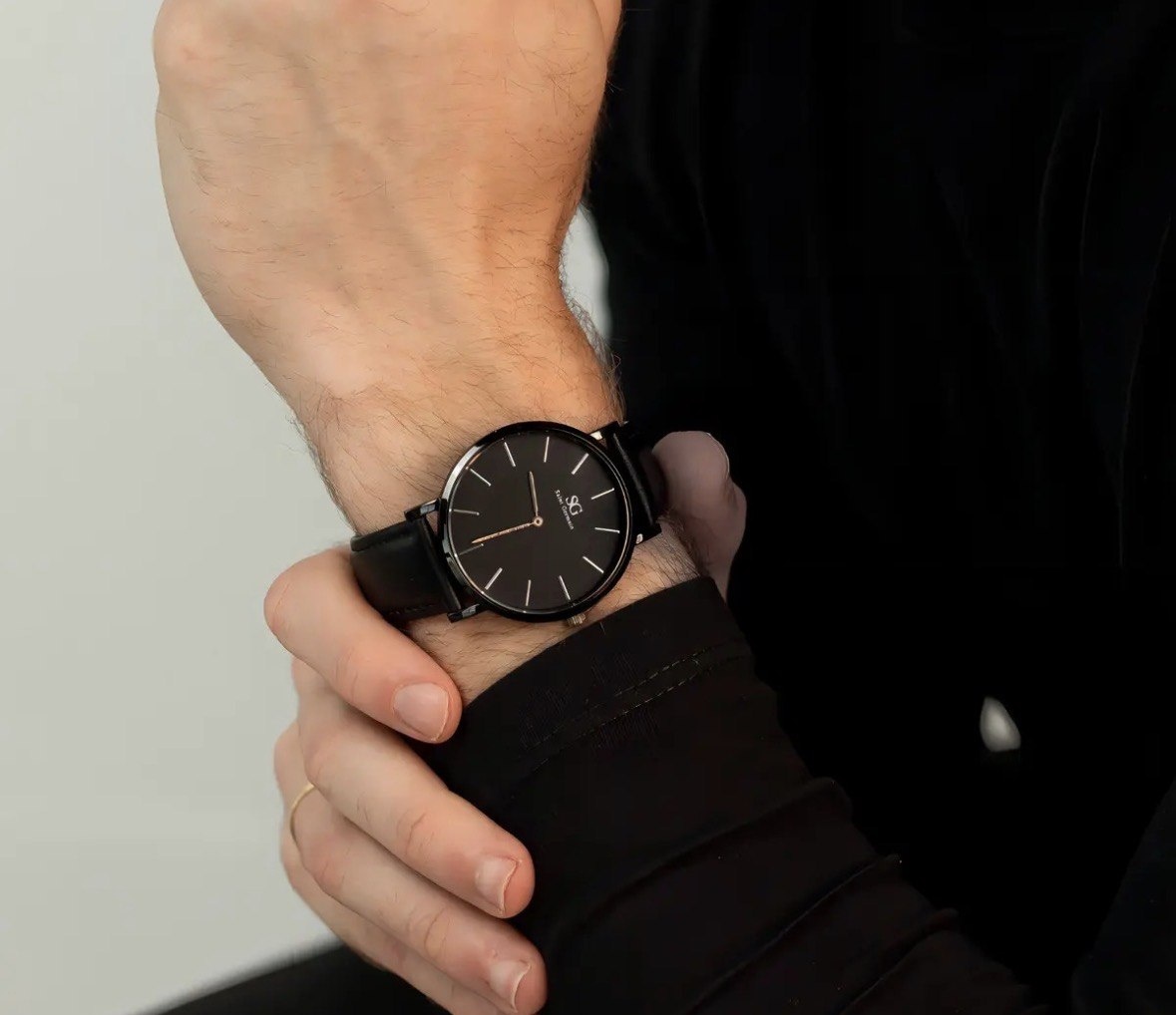 Relógio Masculino Saint Germain Murray Full Black de Couro Sintético Preto