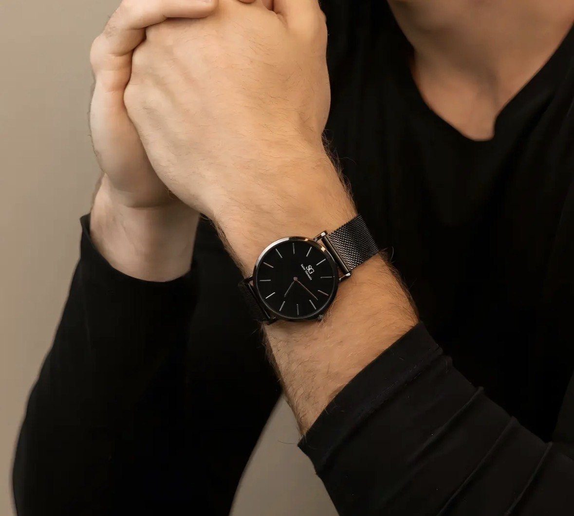 Relógio Masculino Preto Saint Germain Houston Full Black 40mm Fundo Preto