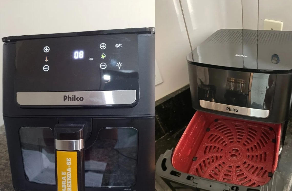Air Fryer Philco 6,5L Visor Glass e Redstone 1700W - 127v