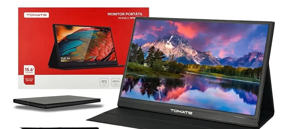 Monitor Portátil Full Hd 15.6 Notebook, Celular, Games C Cor Preto