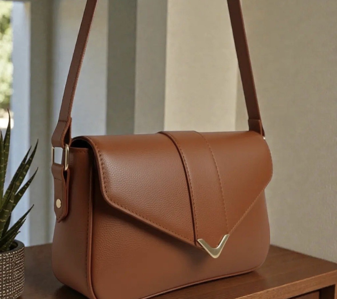Bolsa Feminina Baguete De Ombro Com Detalhes Em Dourado