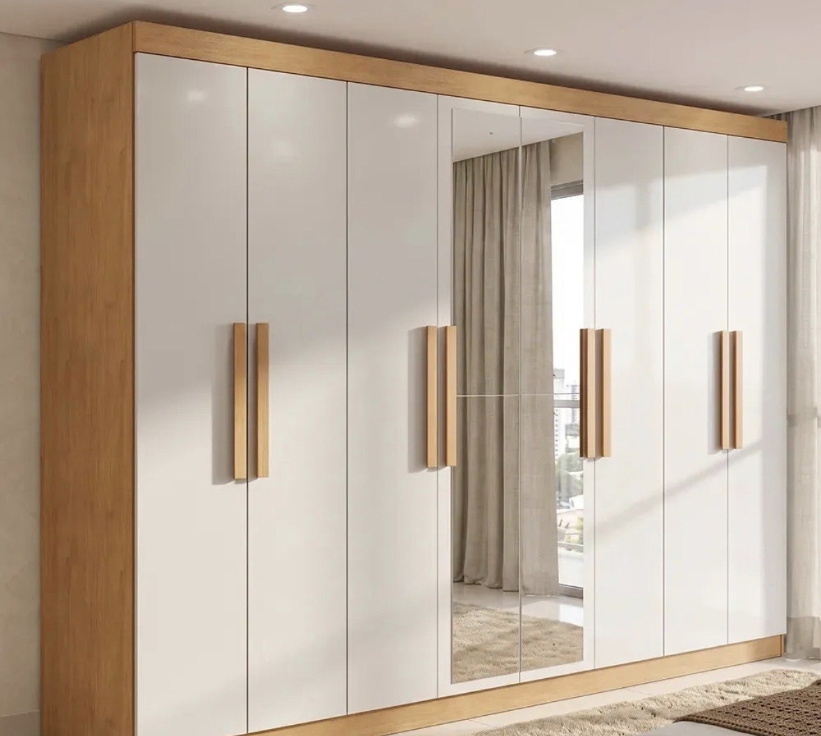 Guarda-roupa Móveis Lopas Easy Slim 8 Portas com 2 Espelhos
