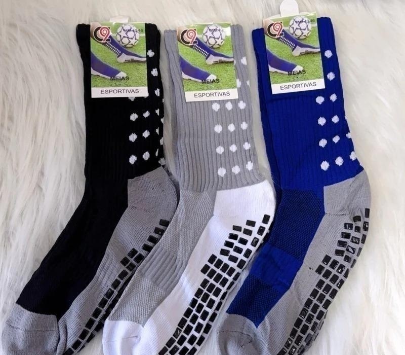 Kit 3 Pares Meia Antiderrapante Esportiva