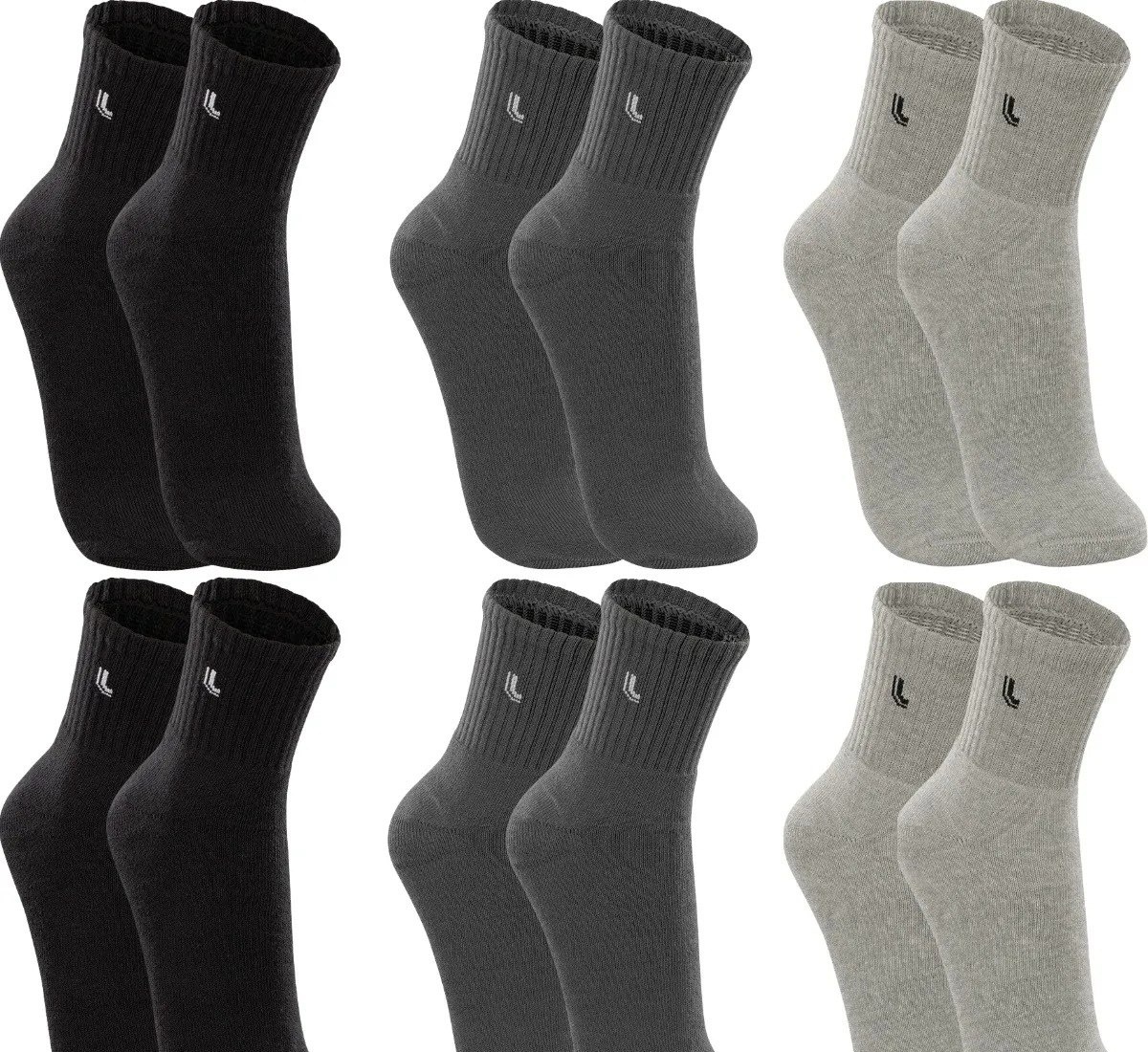 Kit 6 Pares Meias Lupo Cano Médio Esportivas variações de cores disponíveis