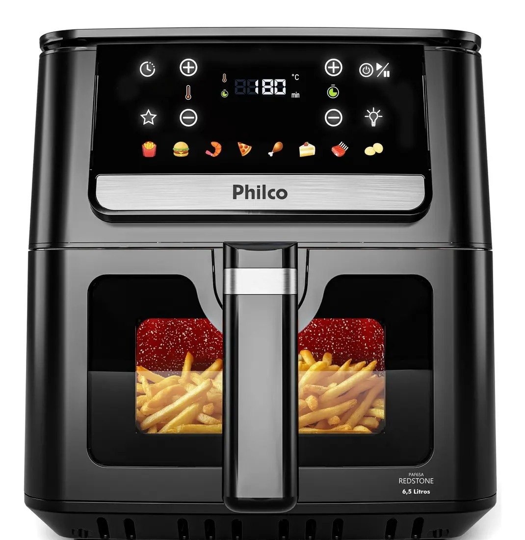 Air Fryer Philco 6,5L Visor Glass e Redstone 1700W