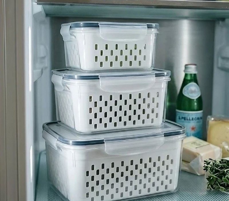 Kit com 3 Organizadores Geladeira Alimentos