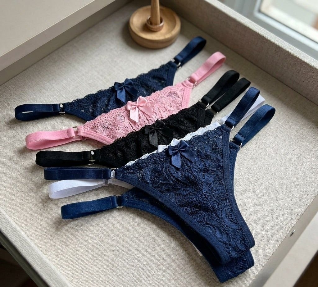Kit 10 Calcinhas de Renda Tanga Fio Lingerie Forro de Algodão
