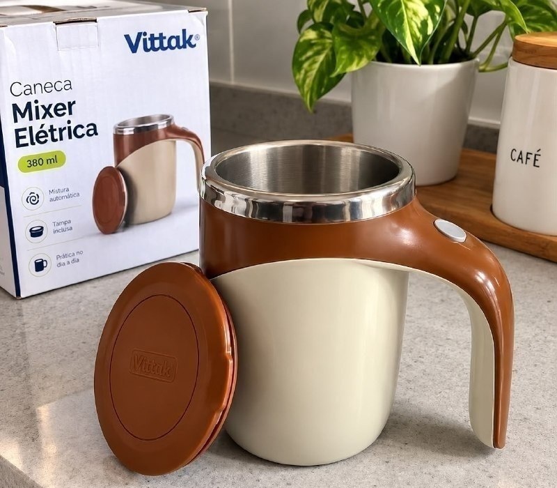 Caneca Mixer Elétrica 400ml com Tampa