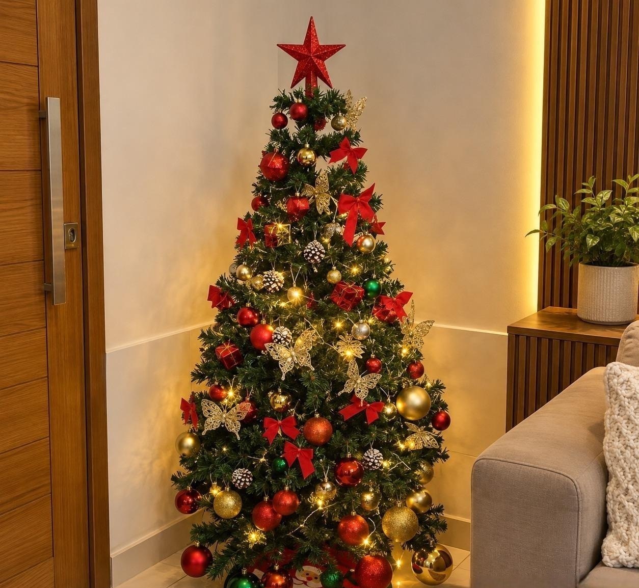 Árvore De Natal 1,5m 91 Enfeites  Pisca Pisca