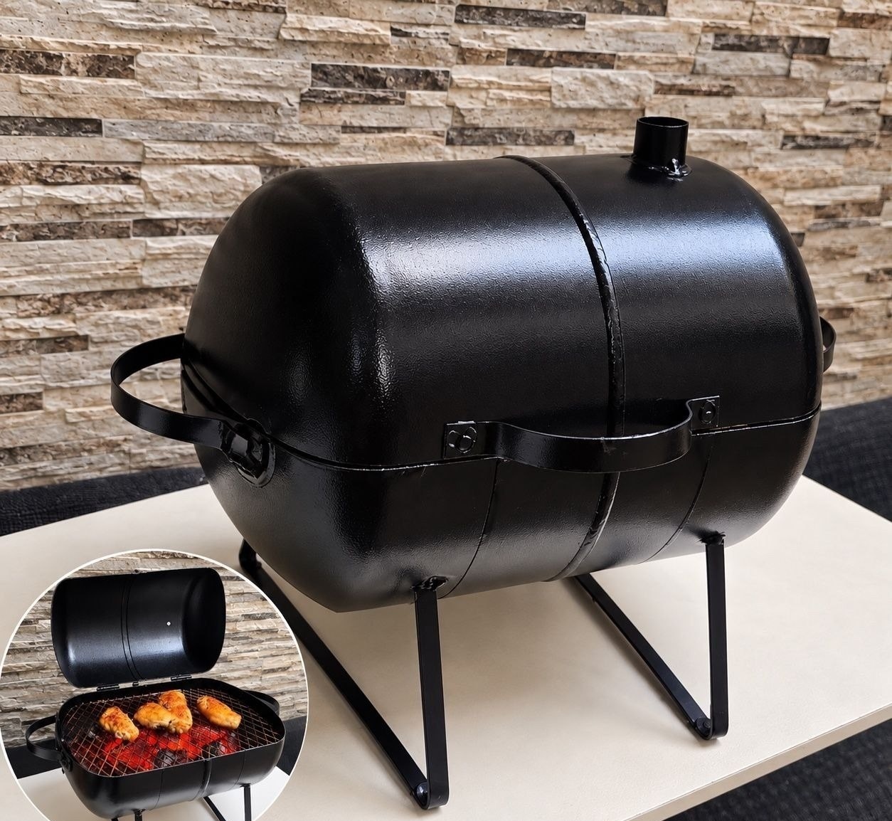 Churrasqueira em Aço Inox com Grelha 22cm